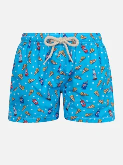 Badeshorts für Jungen aus leichtem Stoff von Jean Lighting mit Pizza-Aufdruck