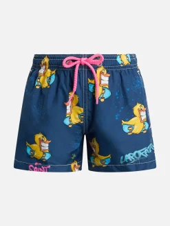 Badeshorts für Jungen aus leichtem Stoff von Jean Lighting mit Krypto-Enten-Print | CRYPTOPUPPET-SONDERAUSGABE