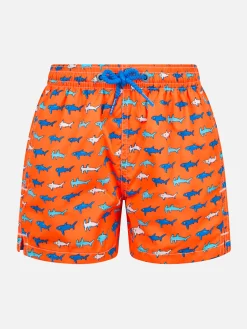 Badeshorts für Jungen aus leichtem Stoff von Jean Lighting mit Hai-Aufdruck
