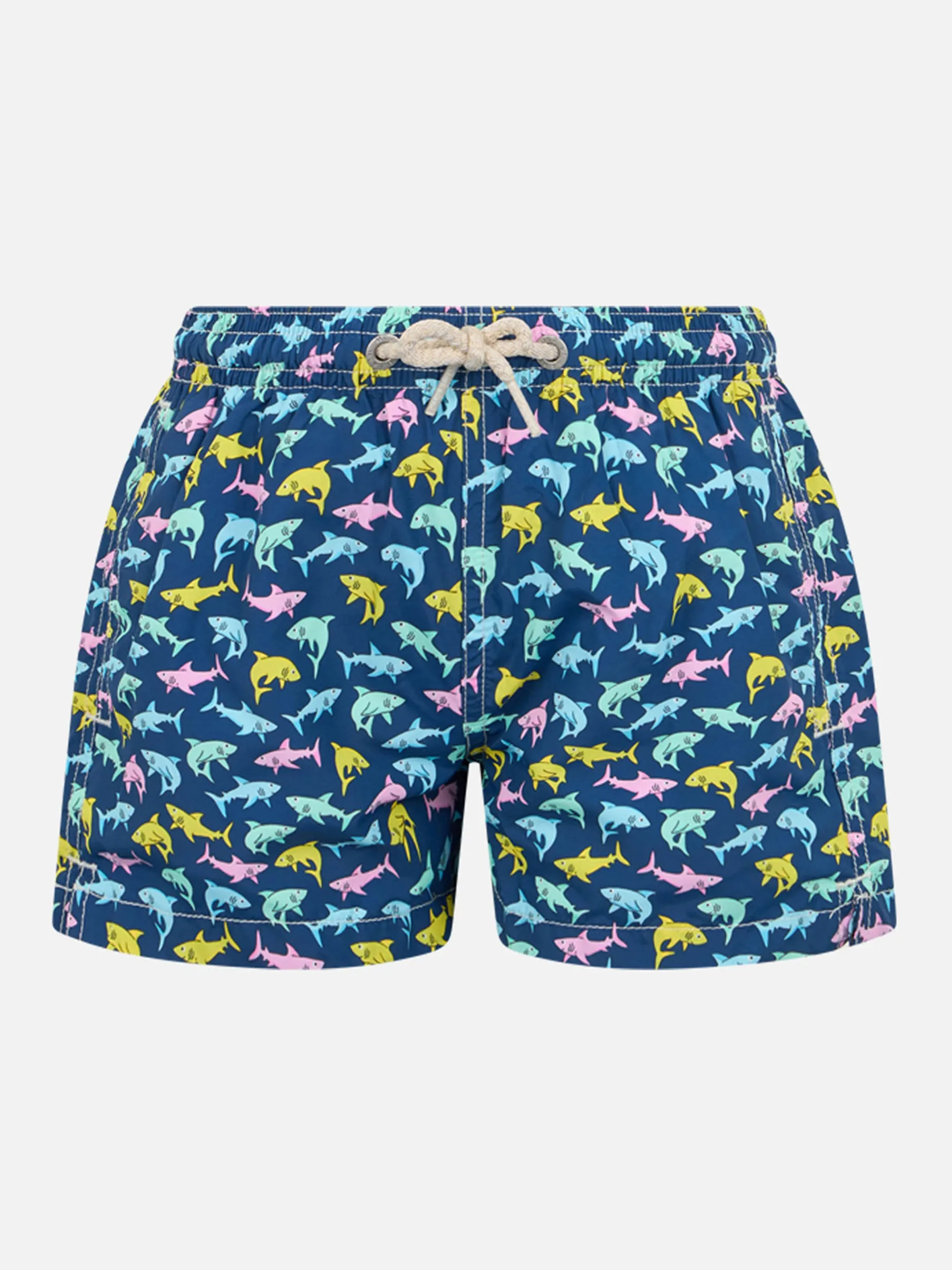 Badeshorts für Jungen aus leichtem Stoff von Jean Lighting mit Hai-Aufdruck