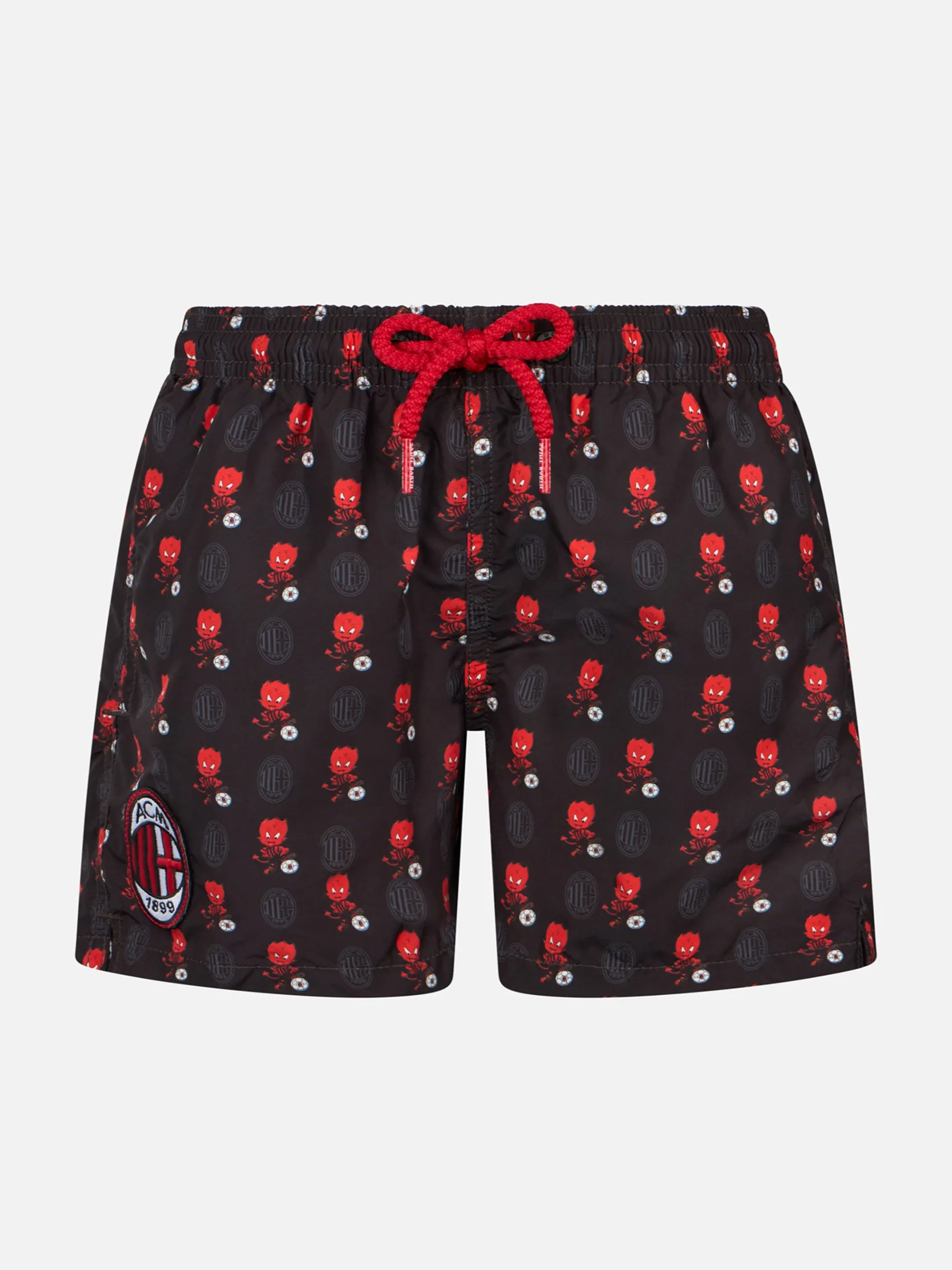 Badeshorts für Jungen aus leichtem Stoff mit Milan-Aufdruck | AC MILAN SPECIAL EDITION