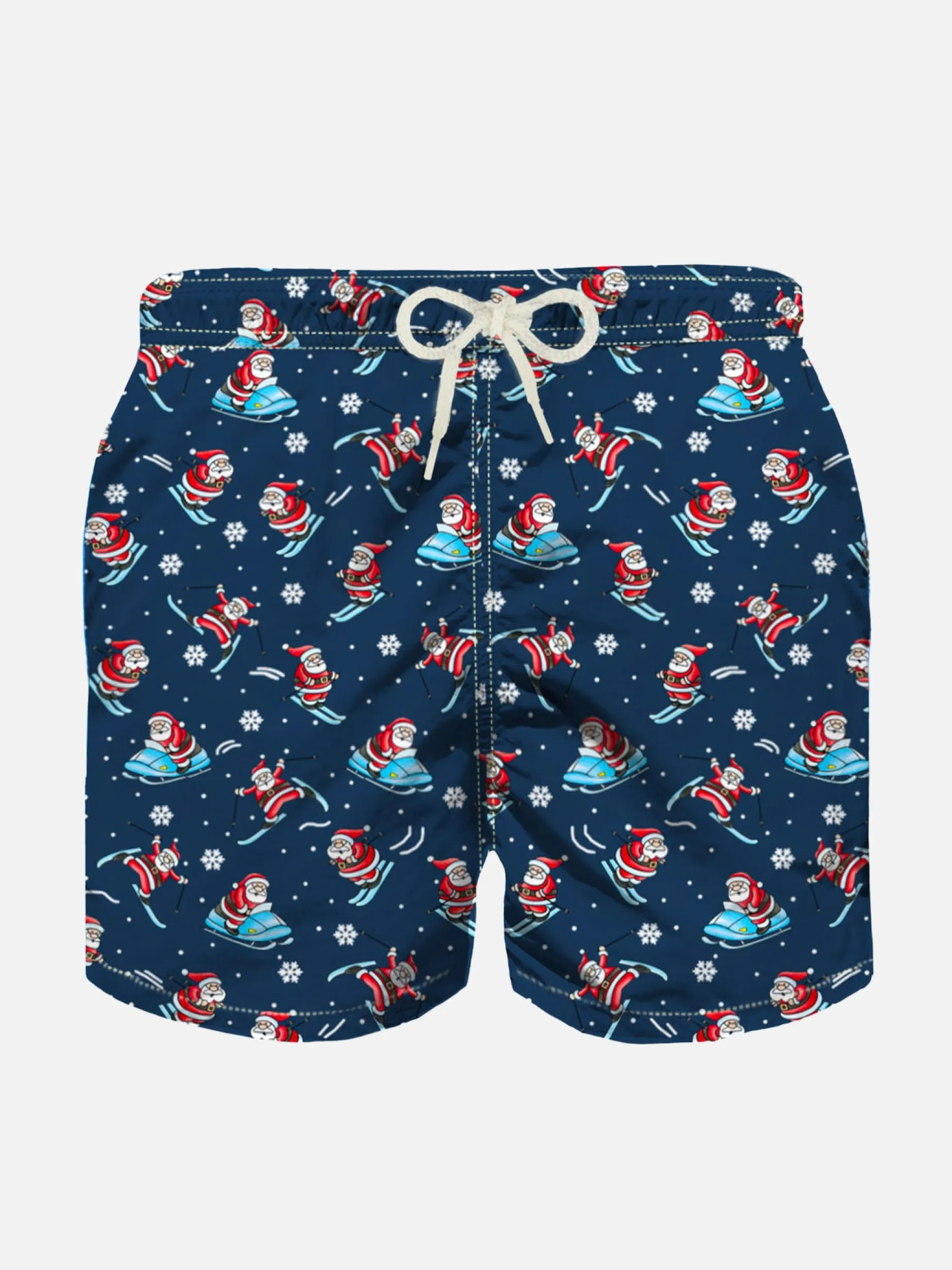 Badeshorts für Jungen aus leichtem Stoff mit Weihnachtsmann-Aufdruck