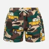 Badeshorts für Jungen aus leichtem Stoff von Jean Lighting mit Aufdruck „Offroad-Auto“.