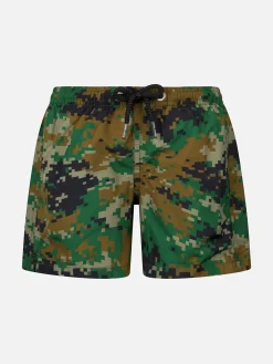 Badeshorts für Jungen aus leichtem Stoff von Jean Lighting mit Pixel-Camouflage-Print