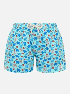 Badeshorts für Jungen aus leichtem Stoff von Jean Lighting mit Elefantenprint