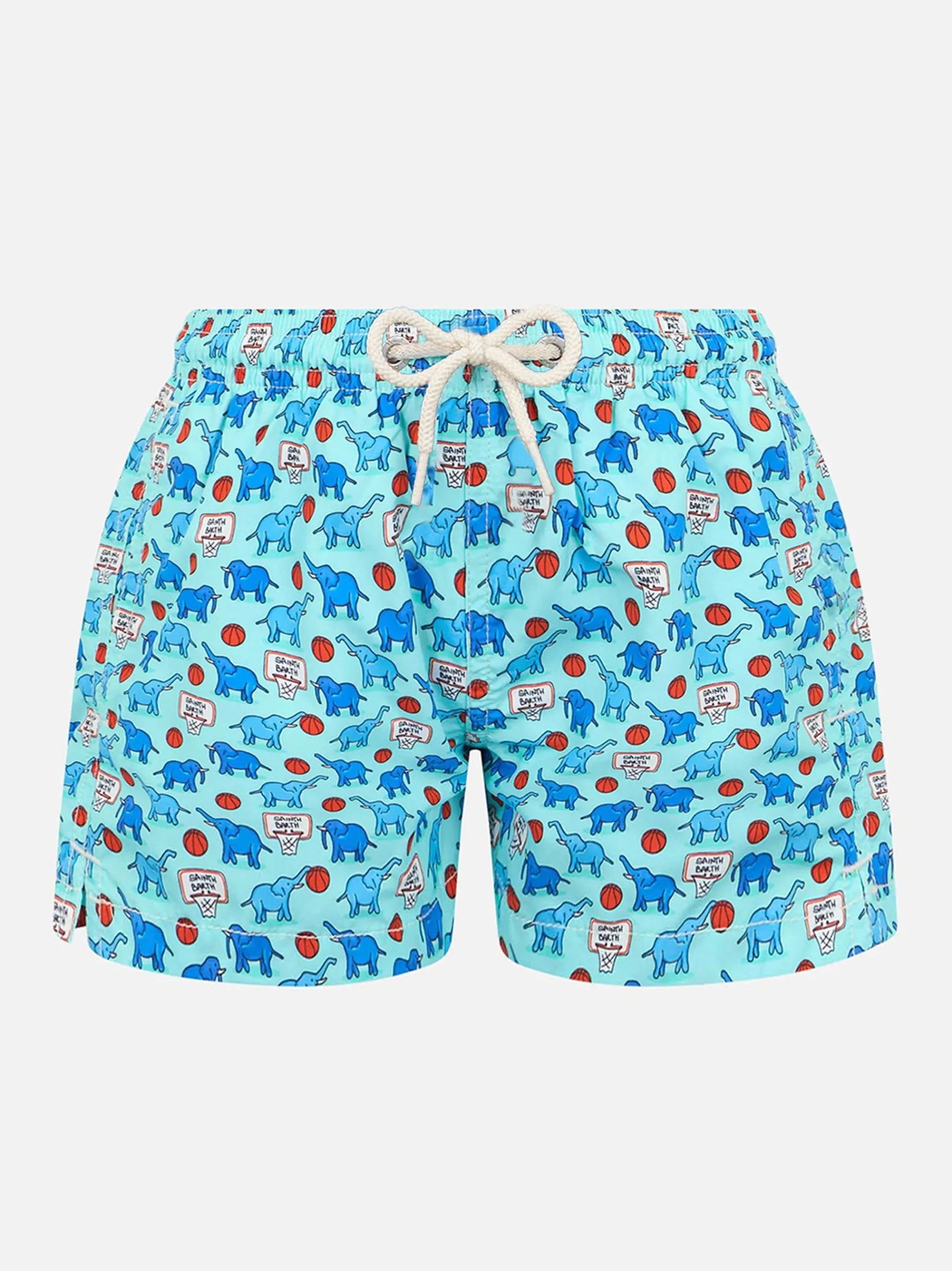Badeshorts für Jungen aus leichtem Stoff von Jean Lighting mit Elefantenprint
