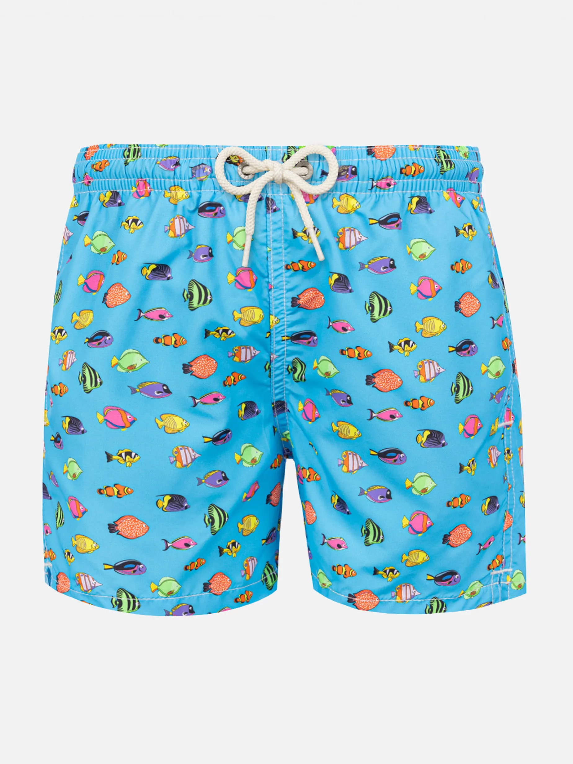 Badeshorts für Jungen aus leichtem Stoff mit Fischdruck