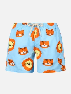 Badeshorts für Jungen aus leichtem Stoff von Jean Lighting mit Löwen-Print