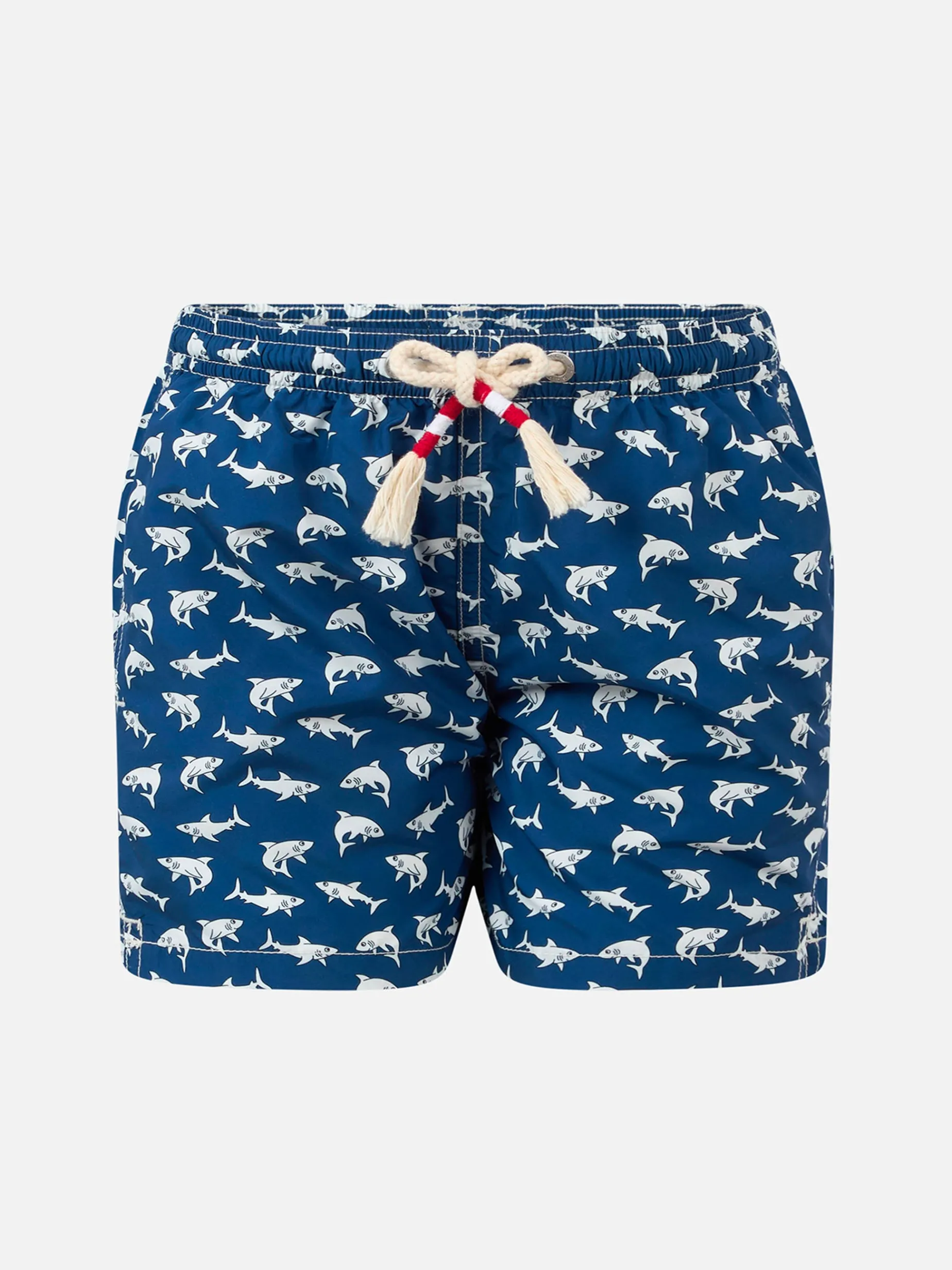 Badeshorts für Jungen aus leichtem Stoff Jean Lighting 70 mit Hai-Aufdruck