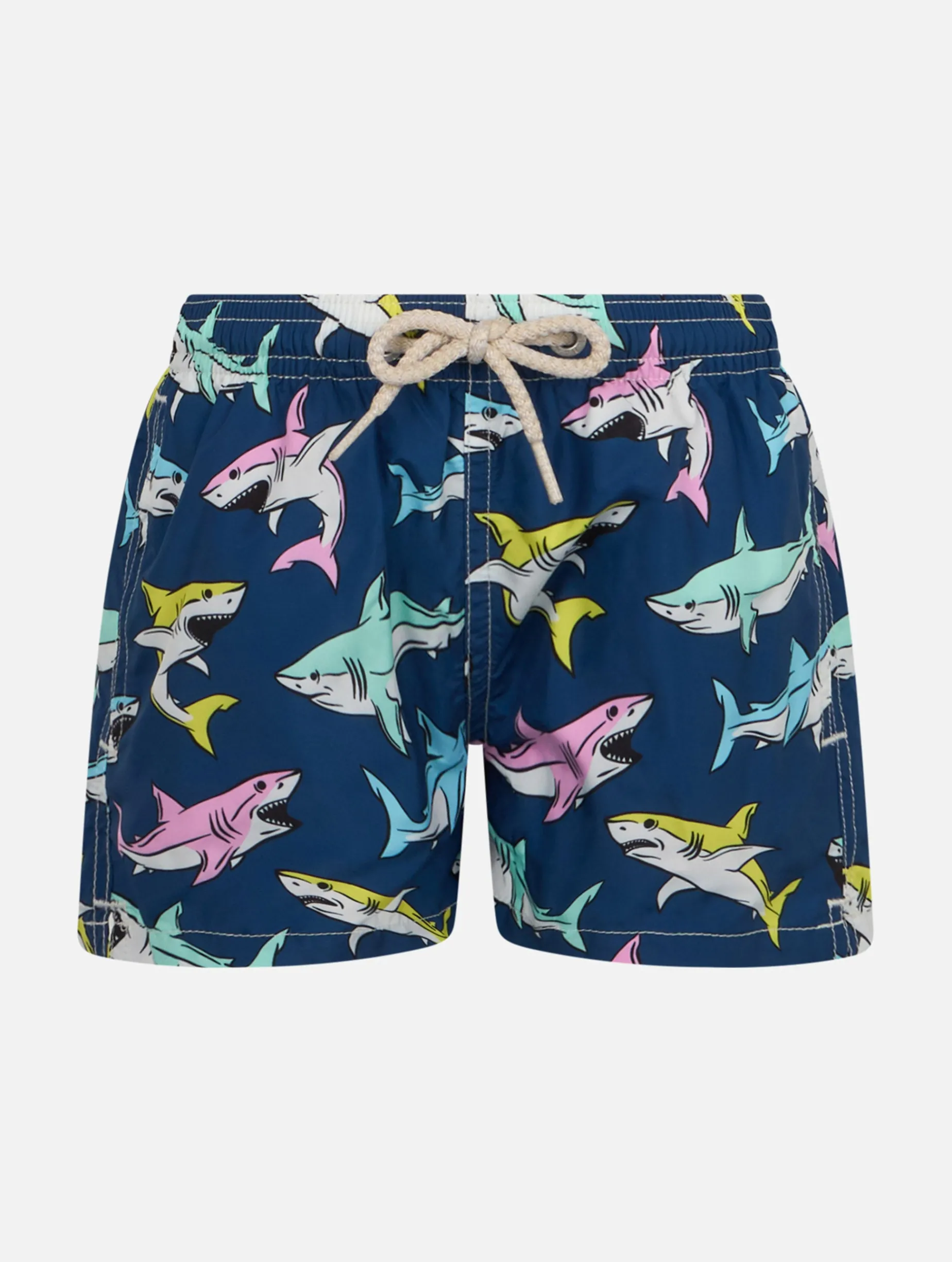 Badeshorts für Jungen aus leichtem Stoff von Jean Lighting mit Hai-Aufdruck