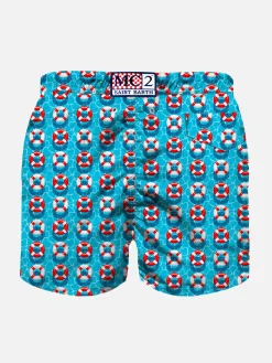 Badeshorts für Jungen aus leichtem Stoff mit Lifesaver-Aufdruck
