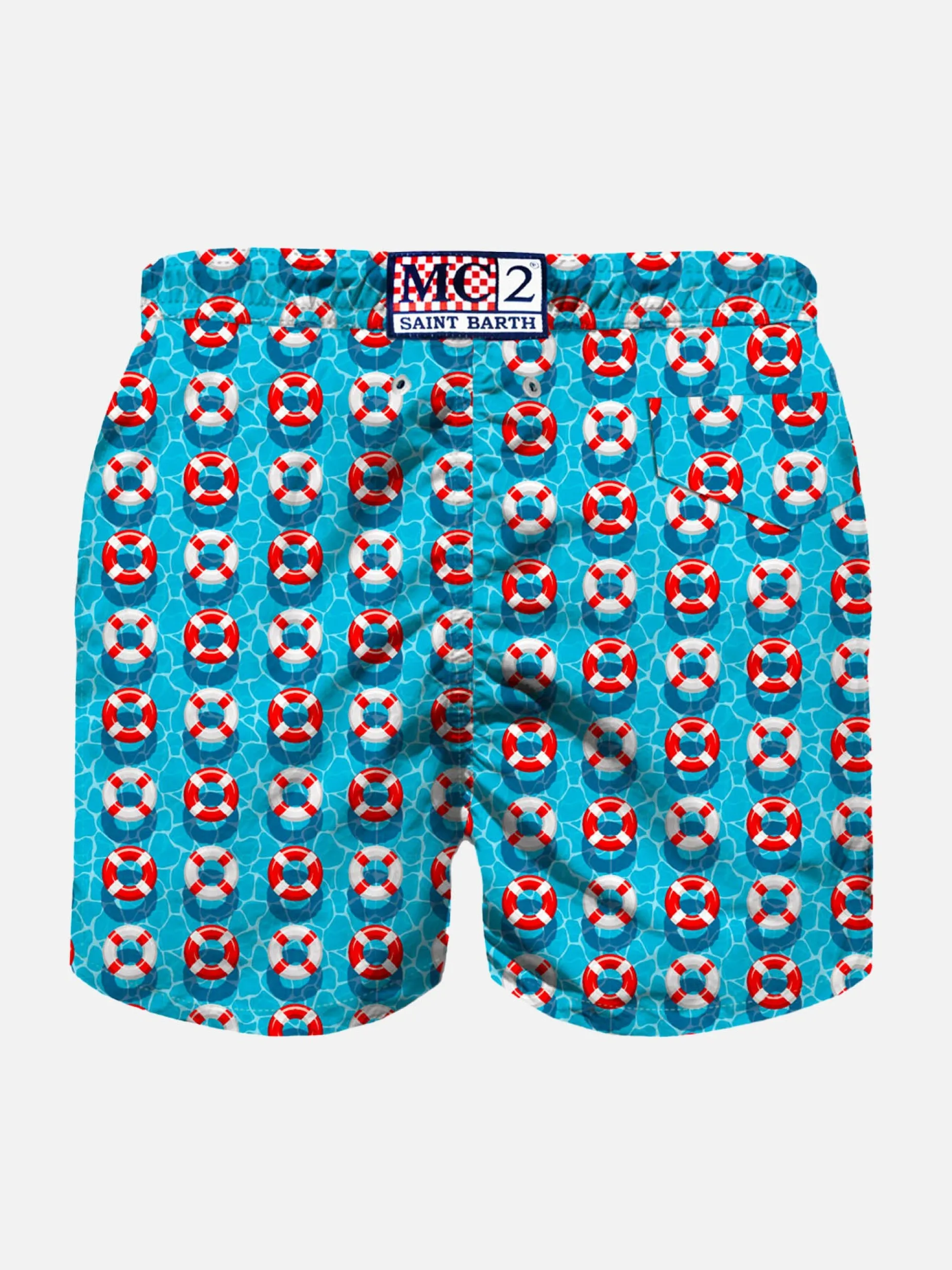 Badeshorts für Jungen aus leichtem Stoff mit Lifesaver-Aufdruck