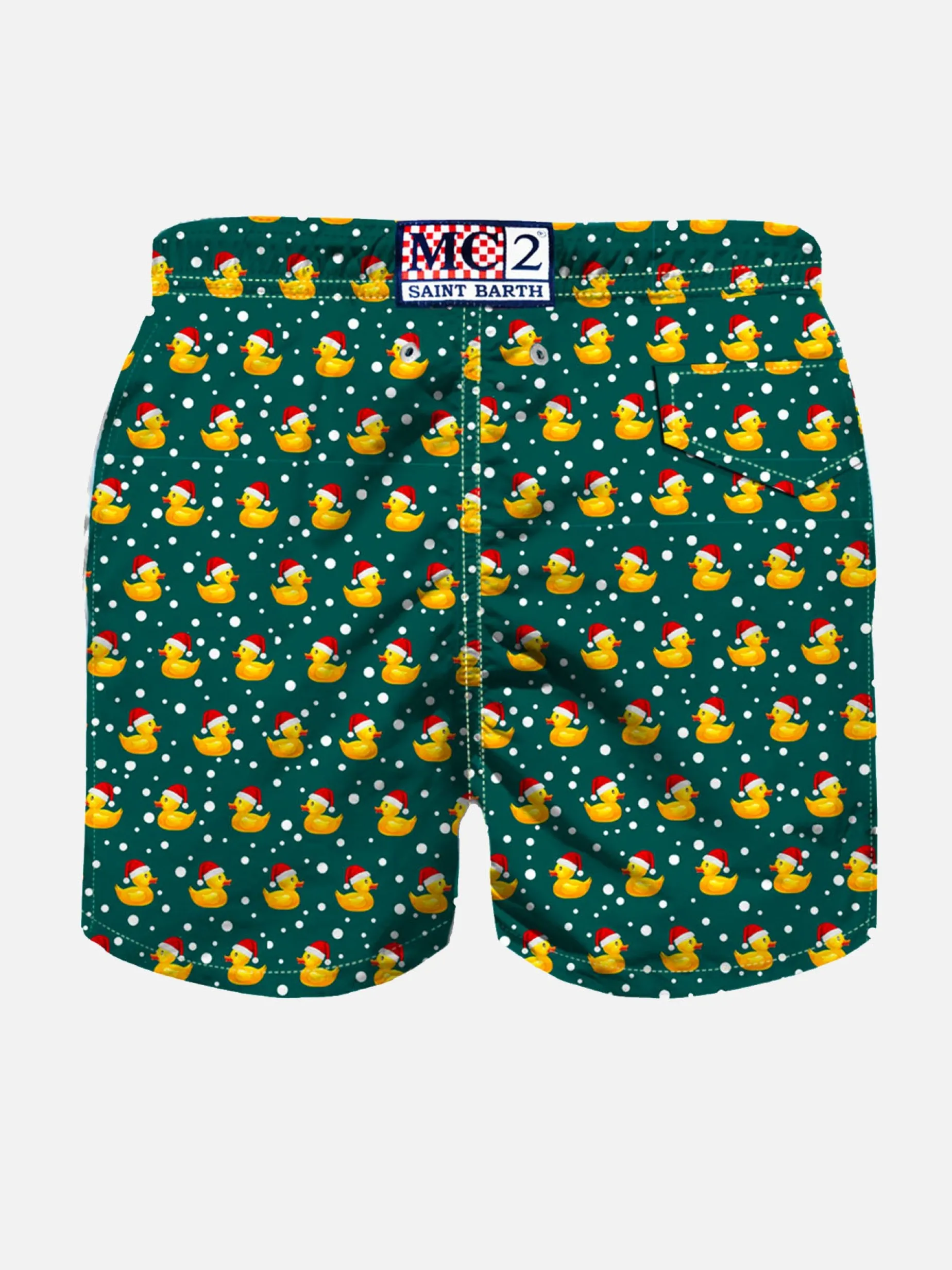 Badeshorts für Jungen aus leichtem Stoff mit weihnachtlichem Enten-Print