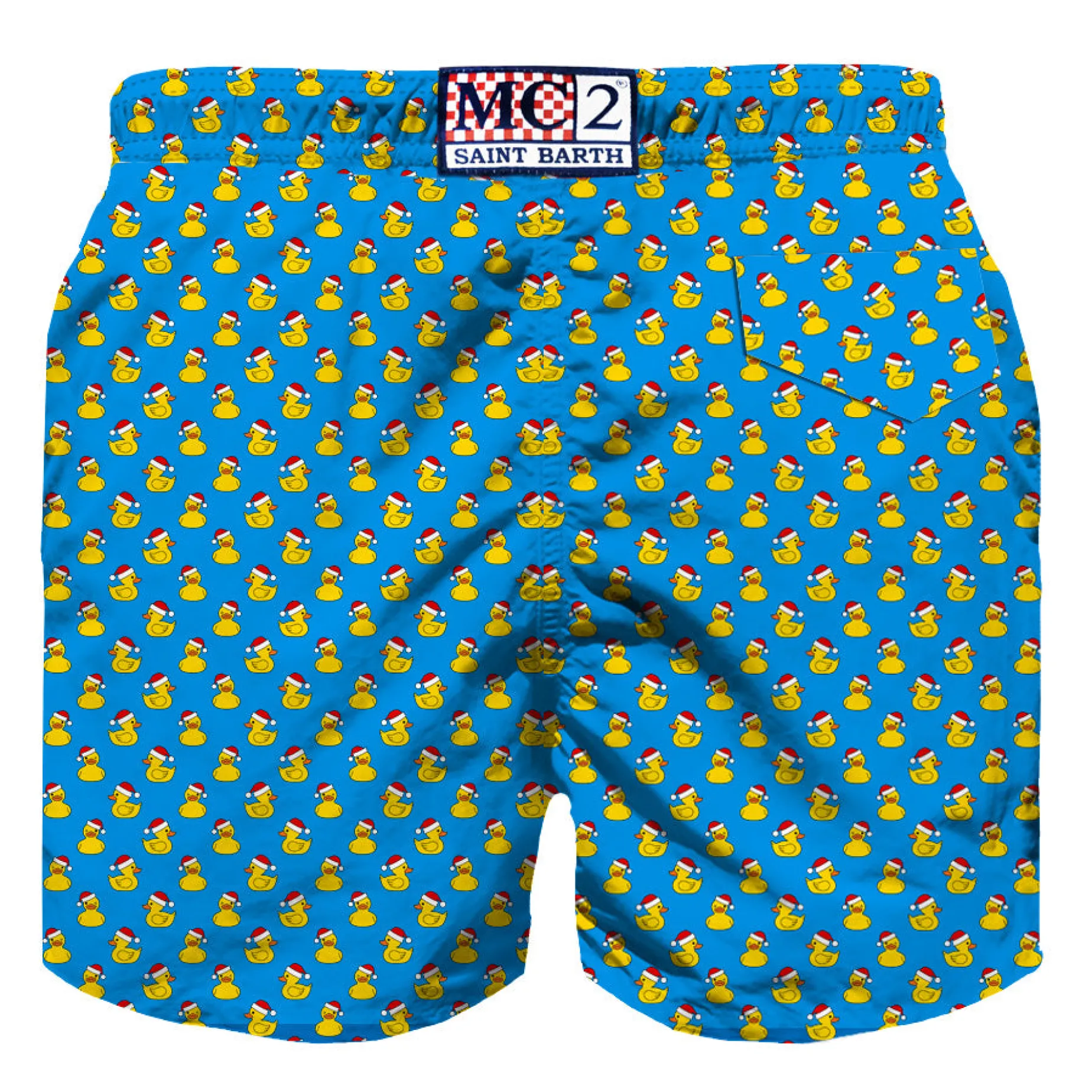 Badeshorts für Jungen aus leichtem Stoff mit Weihnachtsenten-Aufdruck