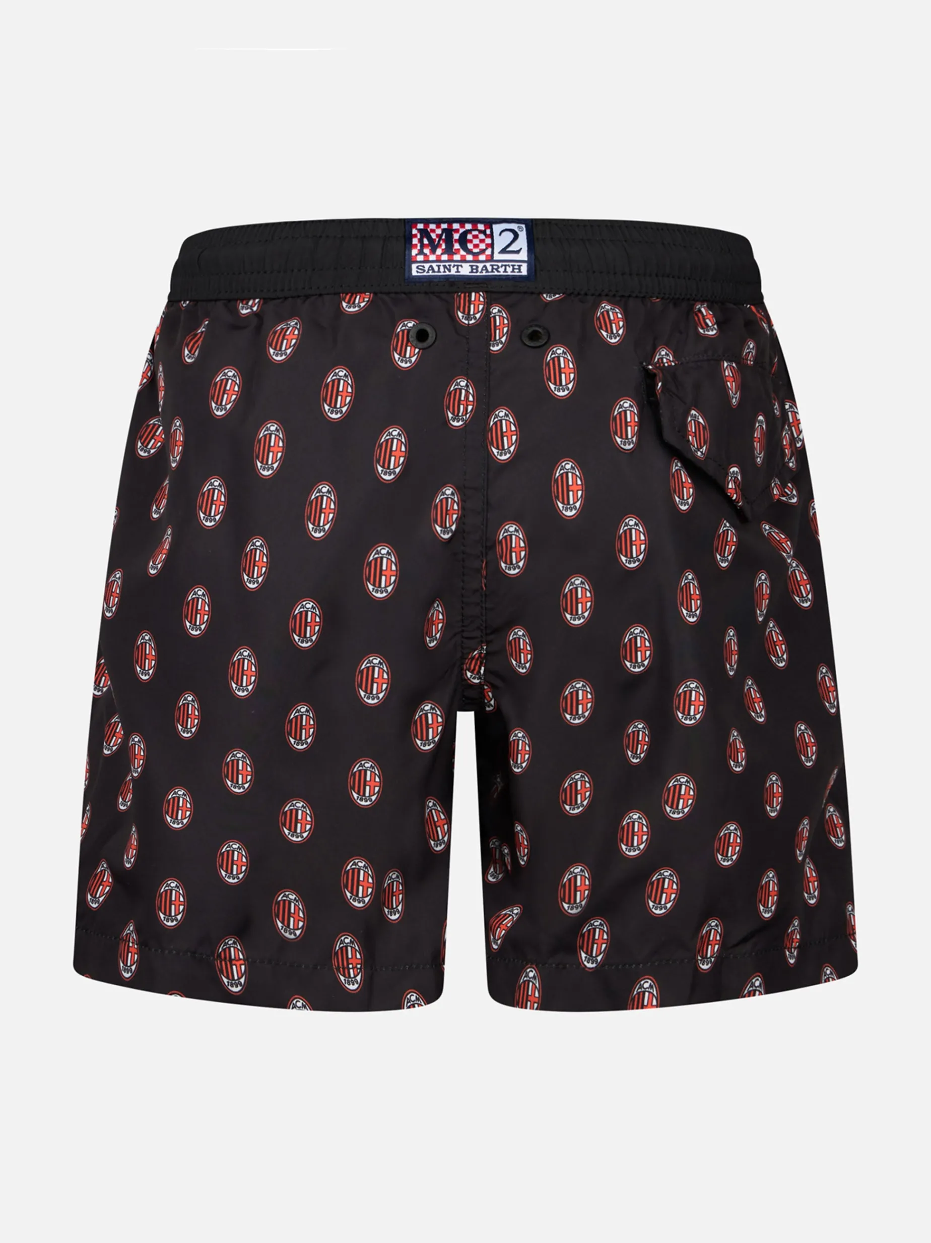 Badeshorts für Jungen aus leichtem Stoff mit Milan-Aufdruck | AC MILAN SPECIAL EDITION
