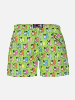 Badeshorts für Jungen aus leichtem Stoff von Jean Lighting mit Surfer-Dogs-Print