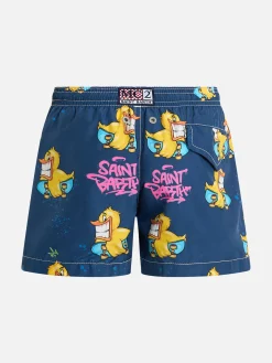 Badeshorts für Jungen aus leichtem Stoff von Jean Lighting mit Krypto-Enten-Print | CRYPTOPUPPET-SONDERAUSGABE