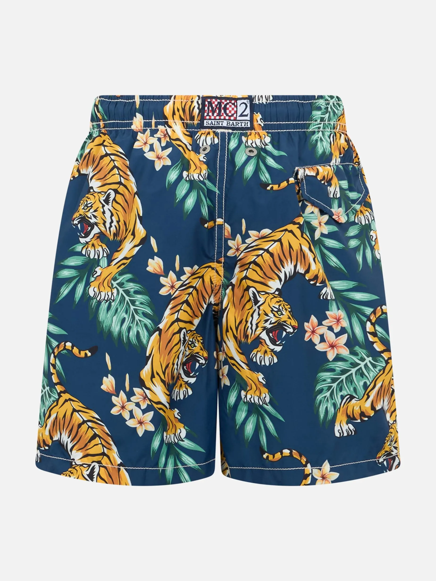 Badeshorts für Jungen aus leichtem Stoff Jean Lighting mit tropischem Aufdruck