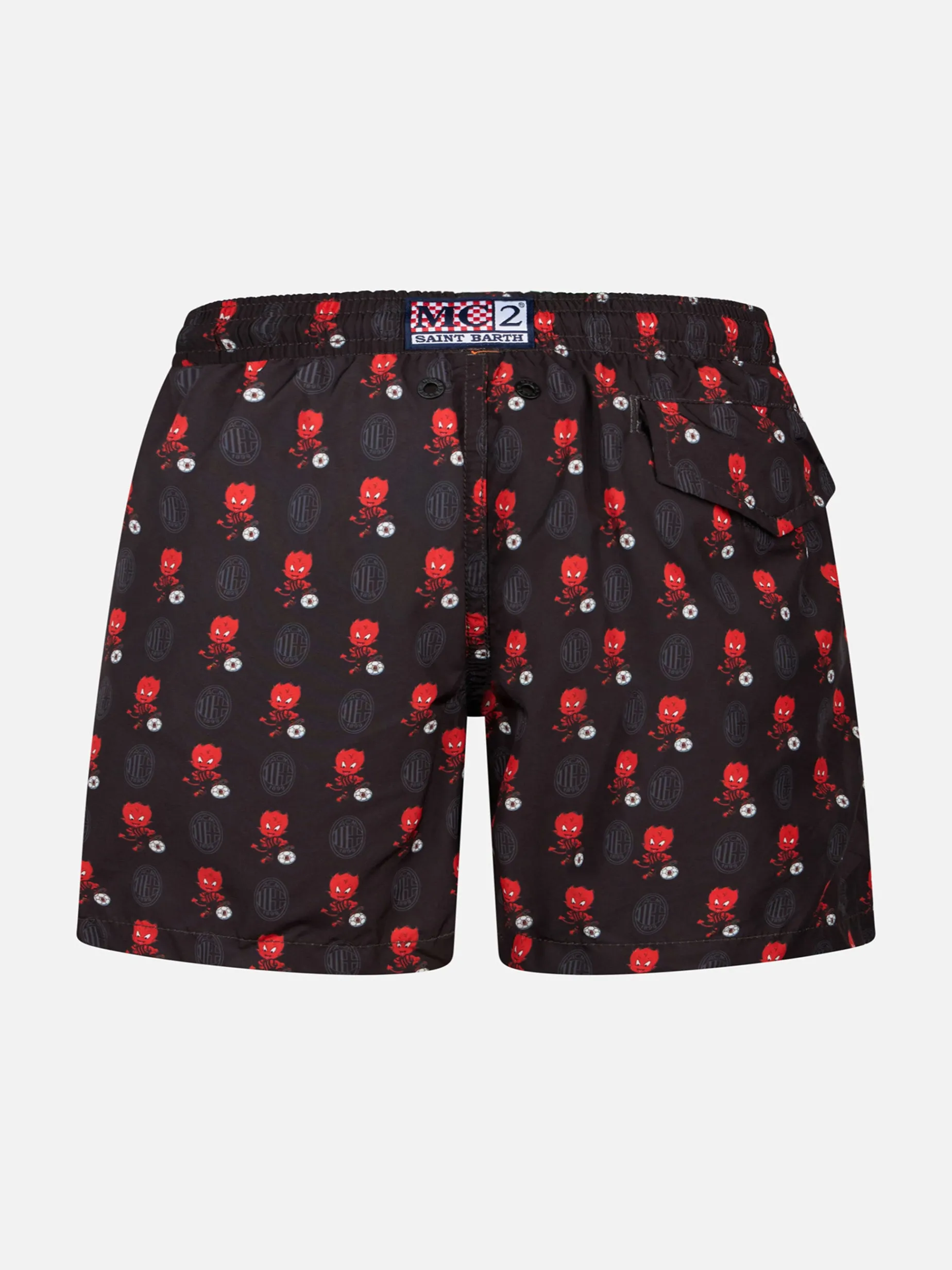 Badeshorts für Jungen aus leichtem Stoff mit Milan-Aufdruck | AC MILAN SPECIAL EDITION