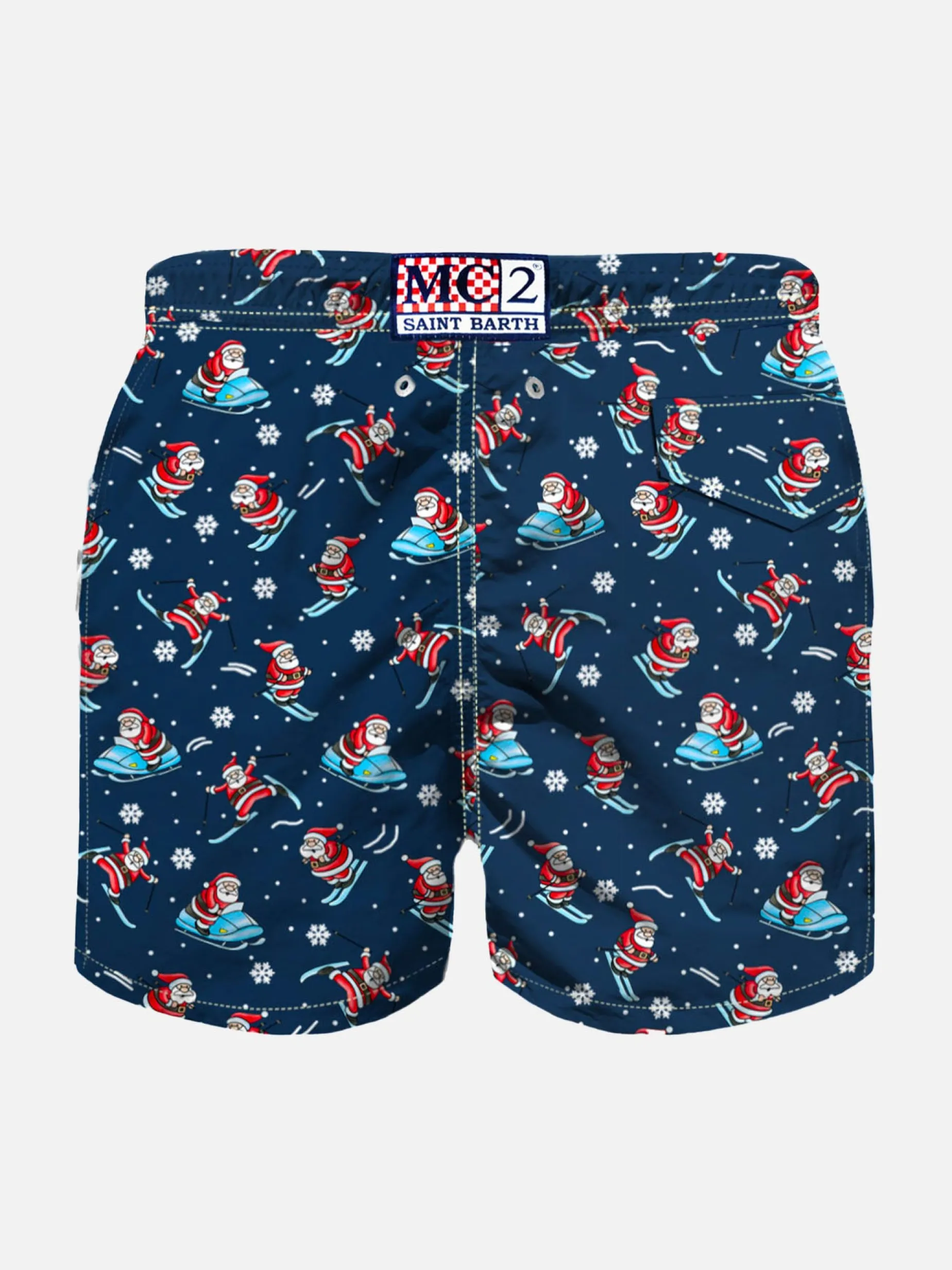 Badeshorts für Jungen aus leichtem Stoff mit Weihnachtsmann-Aufdruck