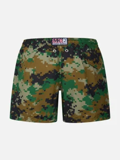 Badeshorts für Jungen aus leichtem Stoff von Jean Lighting mit Pixel-Camouflage-Print