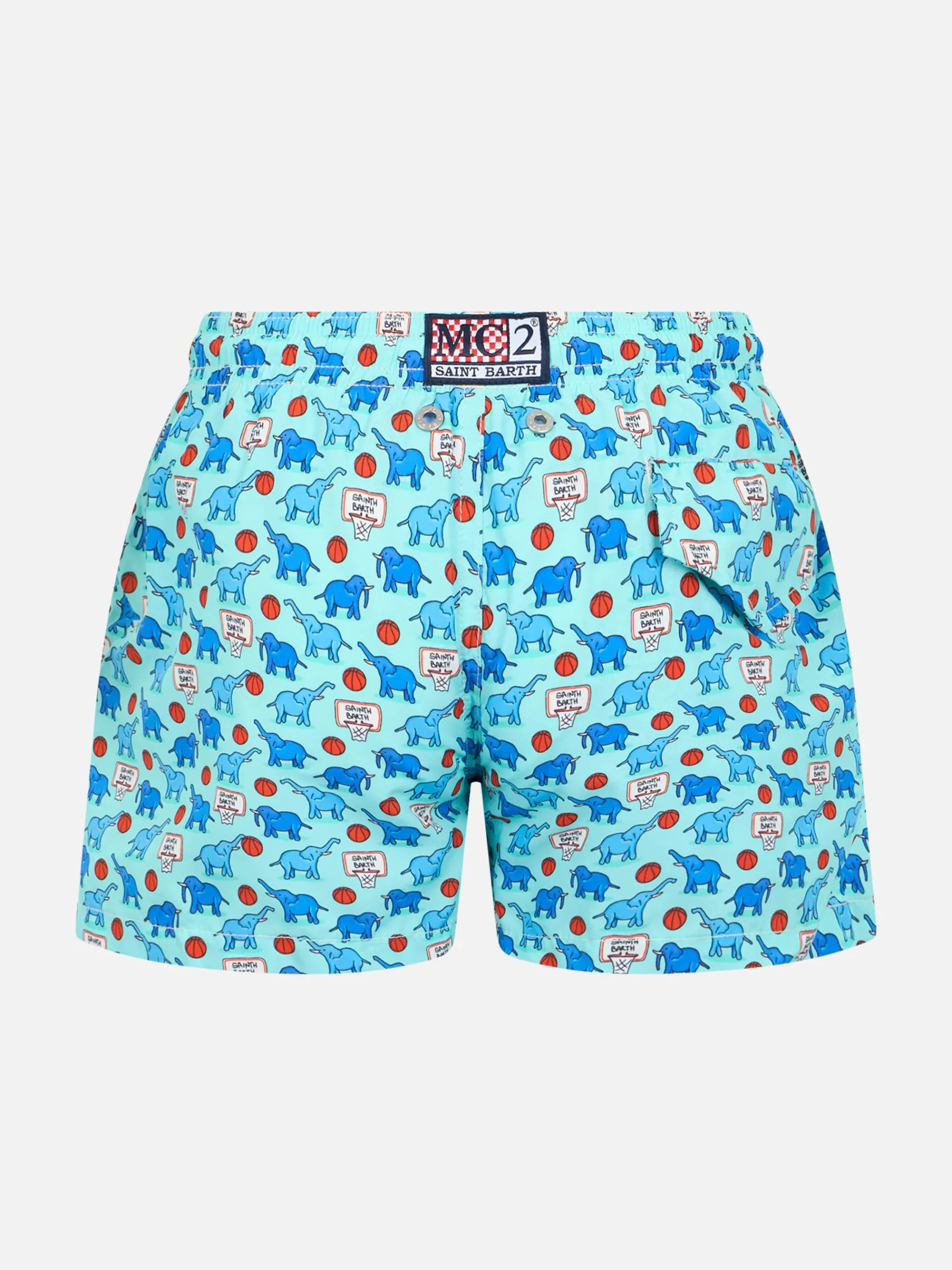 Badeshorts für Jungen aus leichtem Stoff von Jean Lighting mit Elefantenprint
