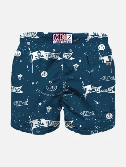 Badeshorts für Jungen aus leichtem Stoff mit Piraten-Print