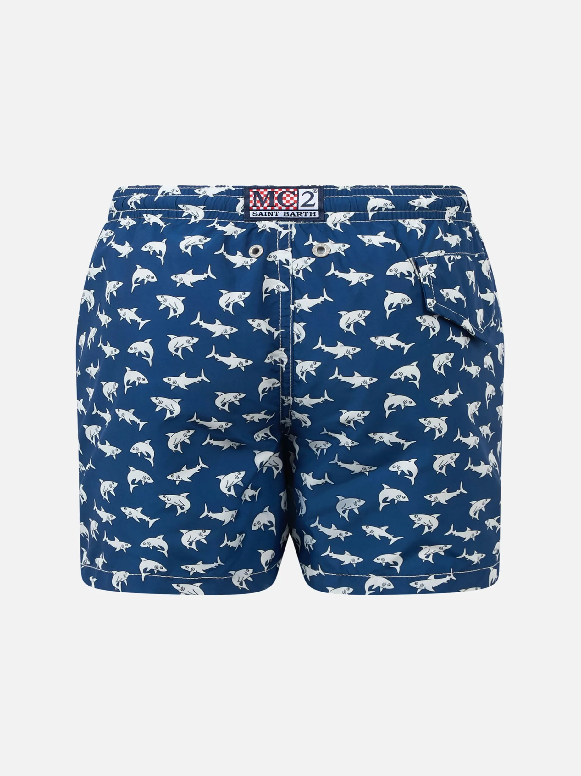 Badeshorts für Jungen aus leichtem Stoff Jean Lighting 70 mit Hai-Aufdruck