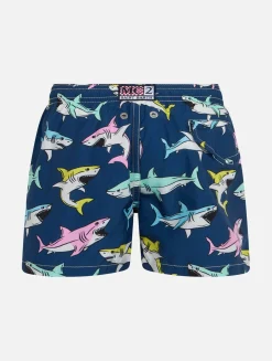 Badeshorts für Jungen aus leichtem Stoff von Jean Lighting mit Hai-Aufdruck