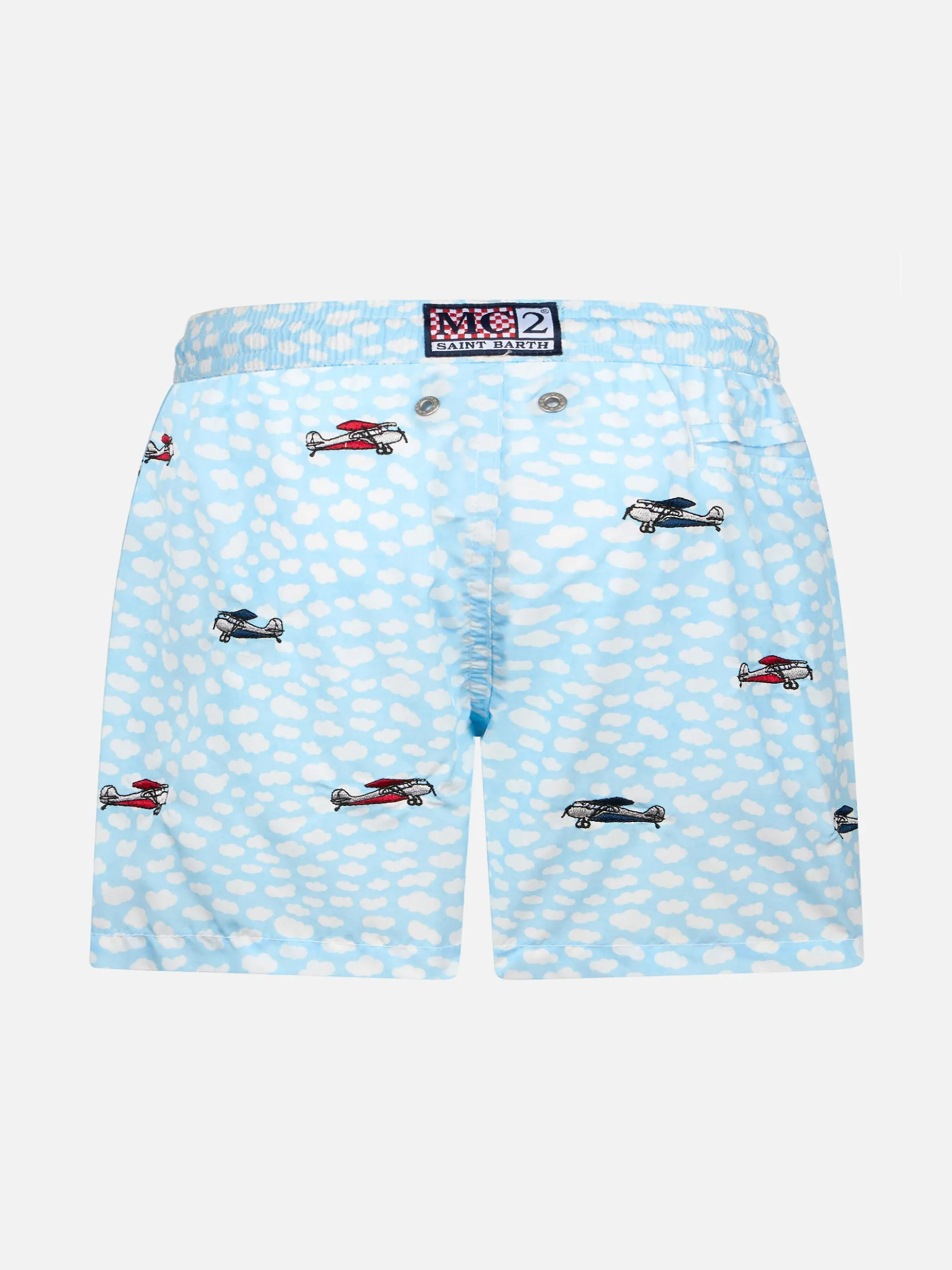 Badeshorts für Jungen aus leichtem Stoff von Jean Lighting mit aufgestickten Flugzeugen