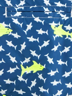 Badeshorts für Jungen aus leichtem Stoff von Jean Lighting mit aufgestickten Haien