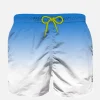 Badeshorts für Jungen mit blauem und weißem Farbverlaufsdruck