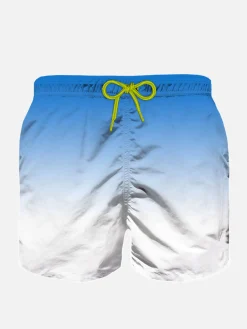 Badeshorts für Jungen mit blauem und weißem Farbverlaufsdruck