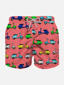 Badeshorts für Jungen mit mehrfarbigem Vespa-Allover-Print | VESPA PIAGGIO©
