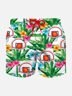 Badeshorts für Jungen mit Korbaufdruck