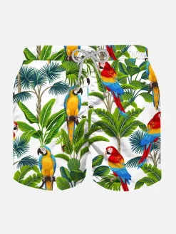Badeshorts für Jungen mit Papageien-Print