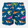 Badeshorts für Jungen mit mehrfarbigem Hai-Aufdruck