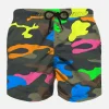 Badeshorts für Jungen mit mehrfarbigem Fluo-Camouflage-Print