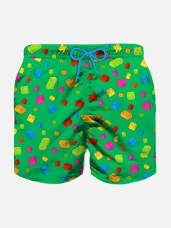 Badeshorts für Jungen mit mehrfarbigem Ziegelstein-Print