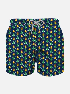 Badeshorts für Jungen mit weihnachtlichem Enten-Print