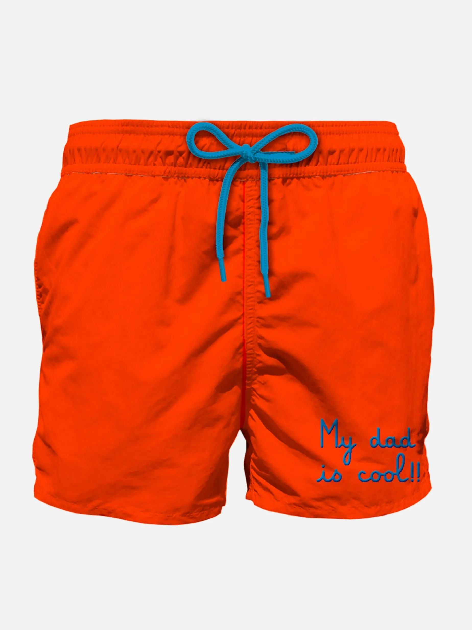 Badeshorts für Jungen mit der Stickerei „My Dad is Cool“.