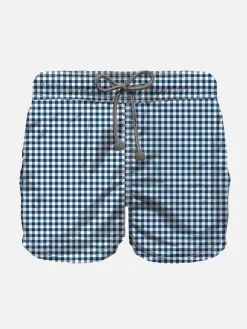 Badeshorts für Jungen mit blauem Vichy-Muster