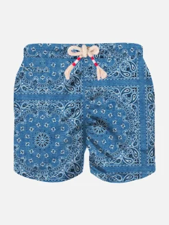 Badeshorts für Jungen mit Bandana-Print aus Denim