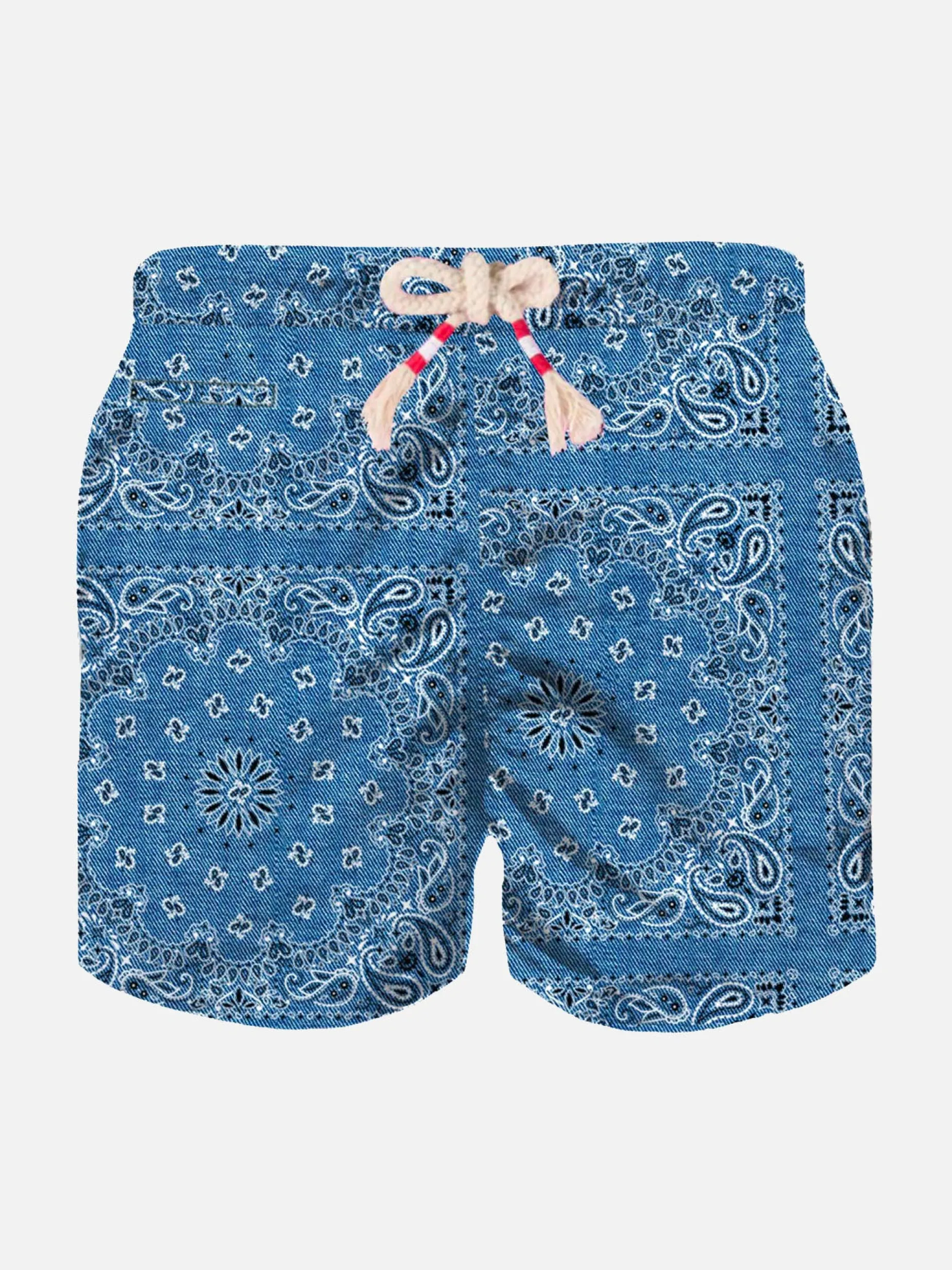 Badeshorts für Jungen mit Bandana-Print aus Denim