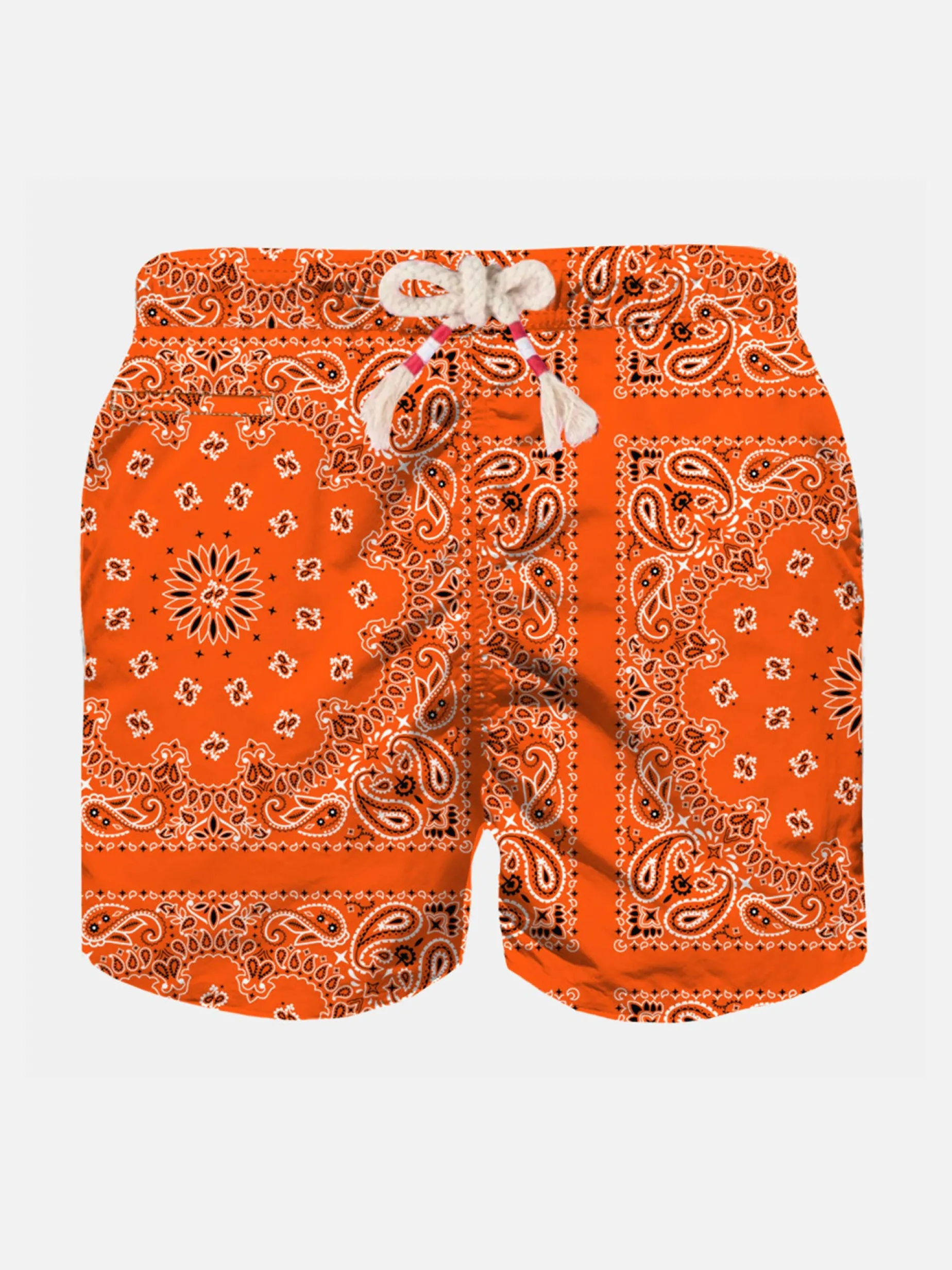 Badeshorts für Jungen mit orangefarbenem Bandana-Print