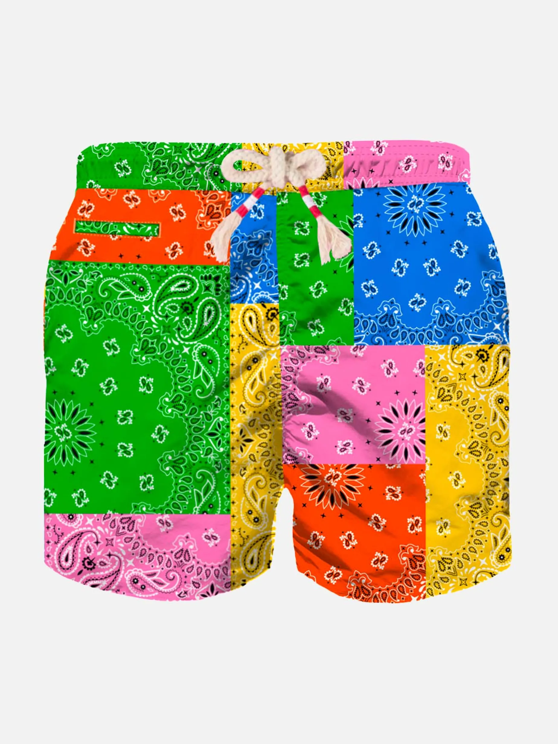 Badeshorts für Jungen mit mehrfarbigem Bandana-Print
