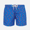 Badeshorts für Jungen mit rotem Hai-Aufdruck