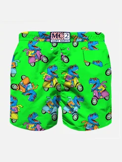 Badeshorts für Jungen mit mehrfarbigem Reiter-T-Rex