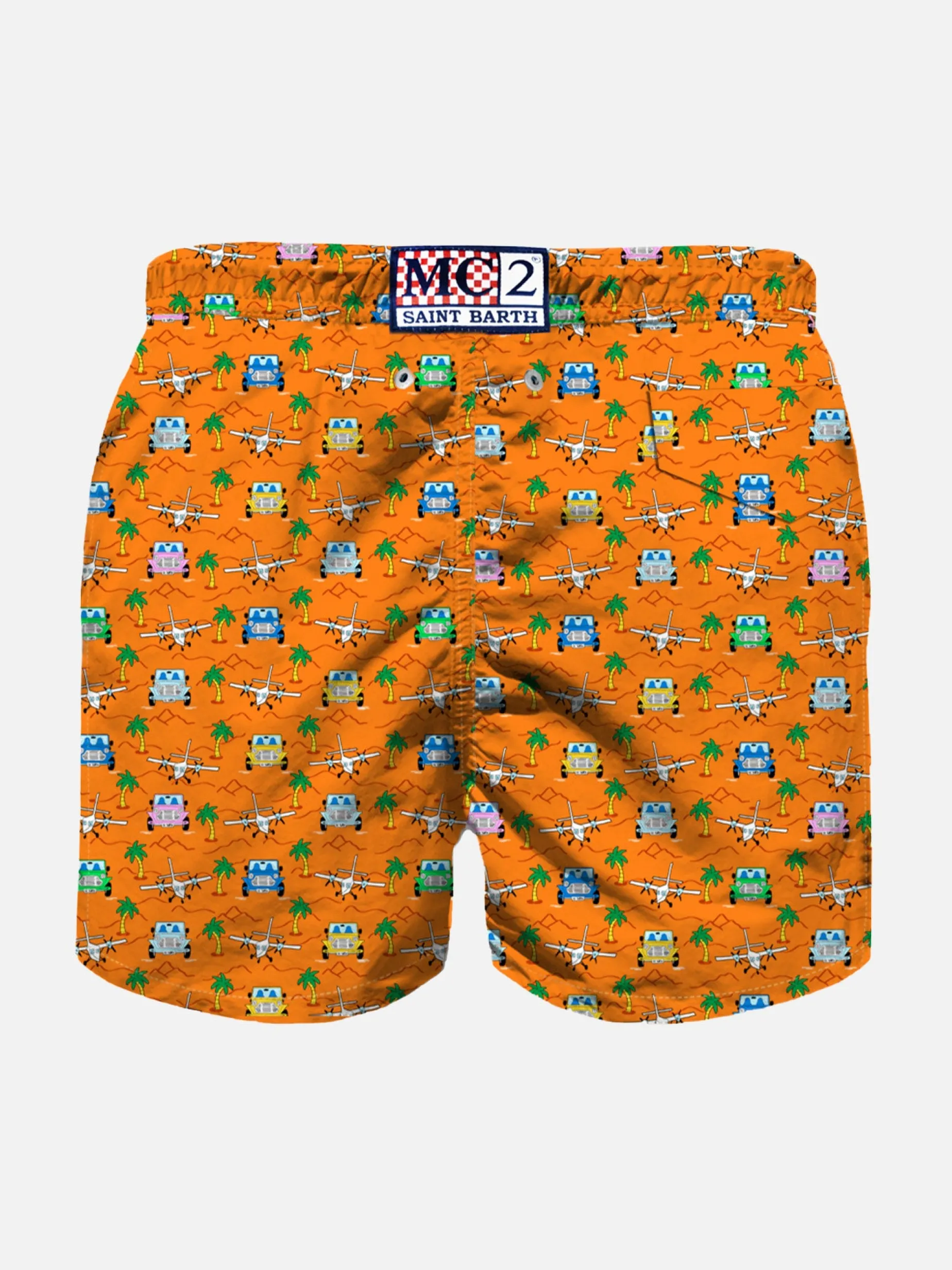 Badeshorts für Jungen mit Autos und Palmen-Print