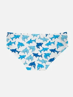 Badeshorts für Jungen mit hellblauem Hai-Aufdruck
